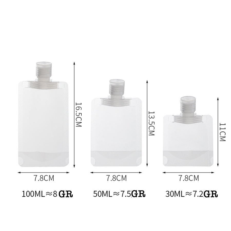 Túi chiết mỹ phẩm 100ml 50ml 30ml Túi Chiết Dầu Gội, Dầu Xả, Sữa Tắm Có Thể Tái Sử Dụng