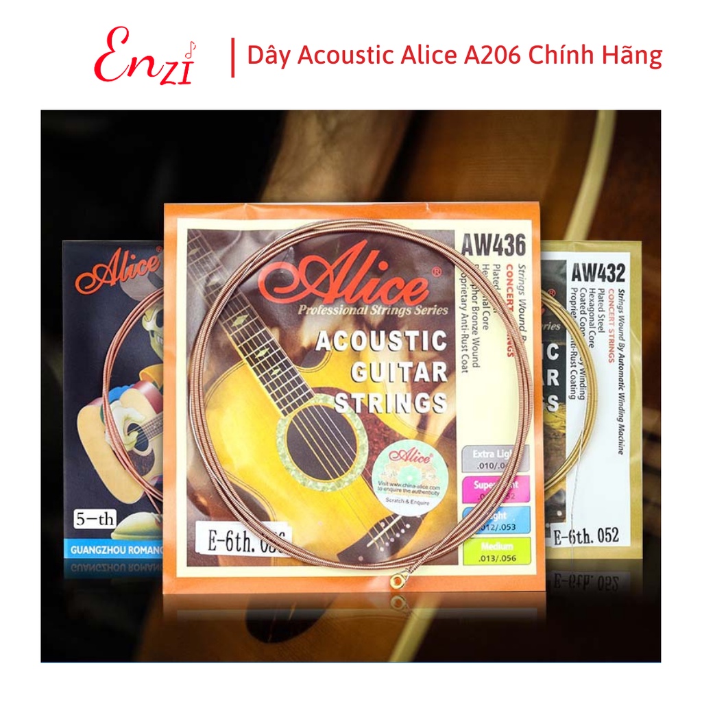 Dây lẻ đàn guitar acoustic Alice A206 AW432 AW436 Chính Hãng dây sắt đàn ghita acoustic  ENZI