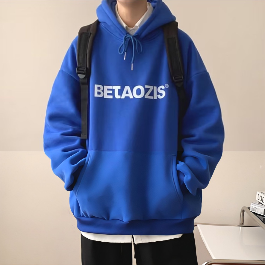 Áo Hoodie Dáng Rộng In Chữ Đơn Giản Phong Cách Hàn Quốc Thời Trang Cho Nam Và Nữ