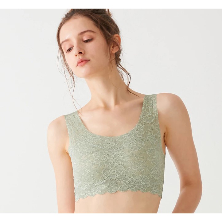 Áo lót nữ ren Halftop Cherish Moon Gunze TC4855 không gọng, không đường viền, không móc cài nội địa Nhật