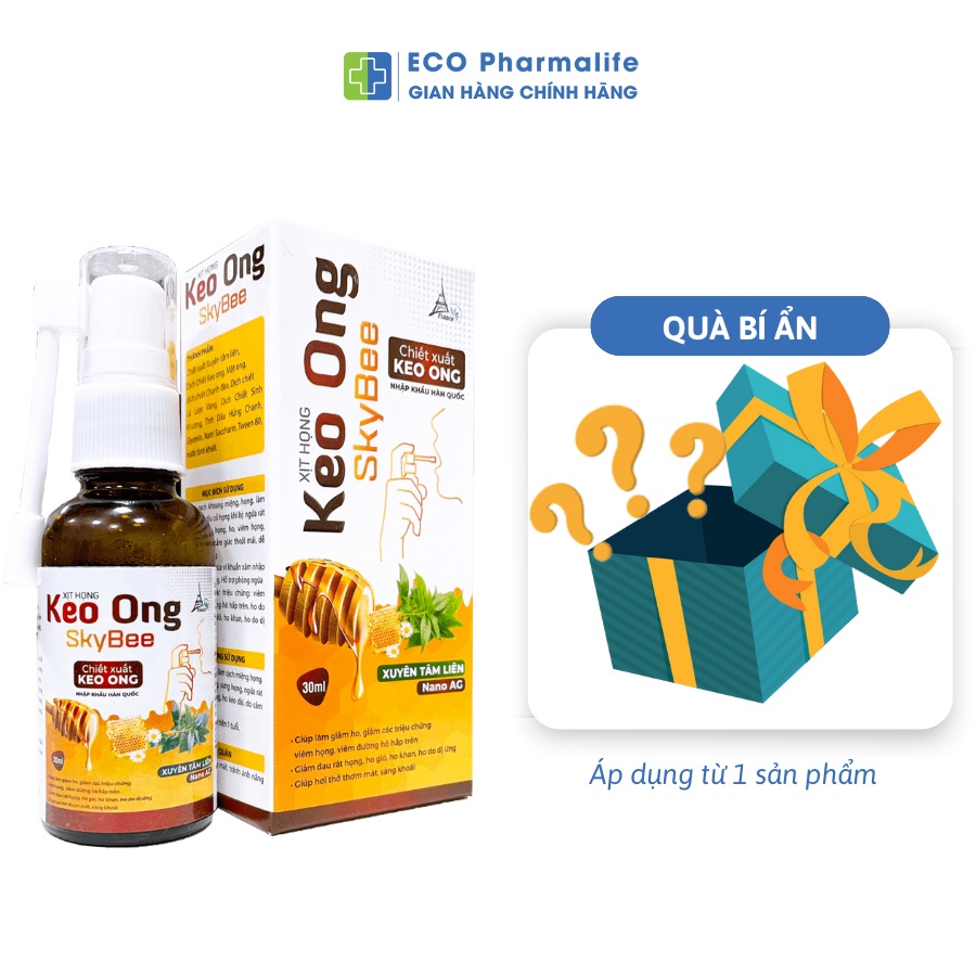 Xịt họng keo ong SKYBEE - Chai 30ml - Hỗ trợ giảm ho đau họng, mát họng, giảm ngứa rát họng mang lại cảm giác dễ chịu