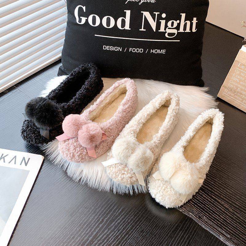 Giày Lười Lót Nhung Thời Trang Mùa Đông Cho Nữ