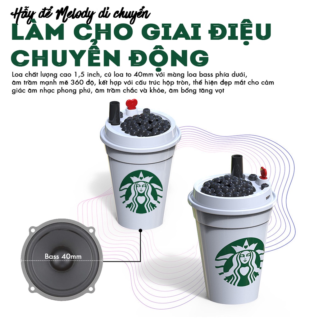 Loa Bluetooth MK-401 Hình Ly Starbucks - Loa Trầm Ấm - Thiết Kế Độc Đáo - Loa Không Dây Decor Siêu Cute