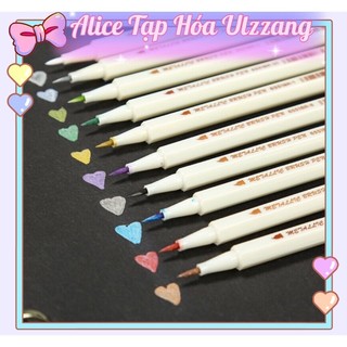 Bút lông mềm, Bút Viết Tiêu Đề Brush STA Metallic nhũ lấp lánh kim tuyến đầu nhỏ viết Calligraphy ALICE095
