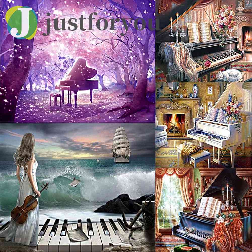 Bộ Tranh Đính Đá 5D Tự Làm Toàn Diện Họa Tiết Piano Trang Trí Nhà Cửa