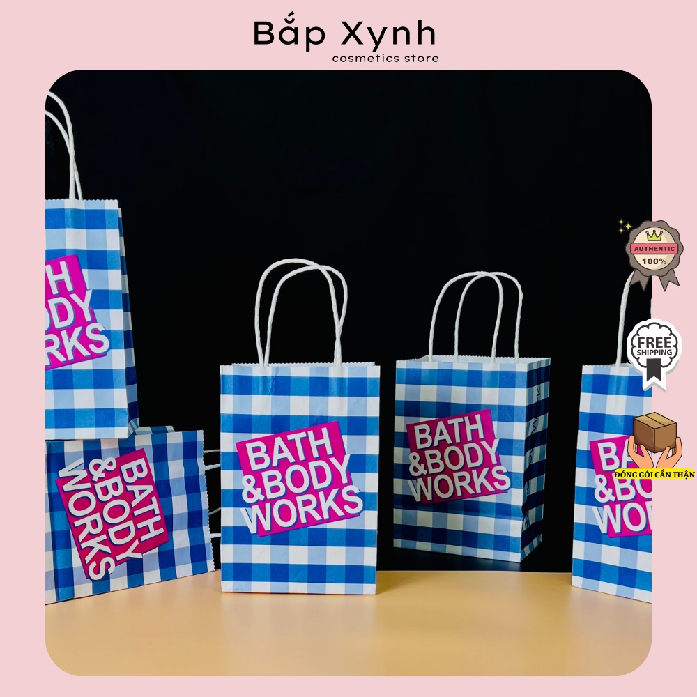 Túi giấy Kraft đựng mỹ phẩm hiệu Bath and Body Works bền, đẹp, bảo vệ môi trường