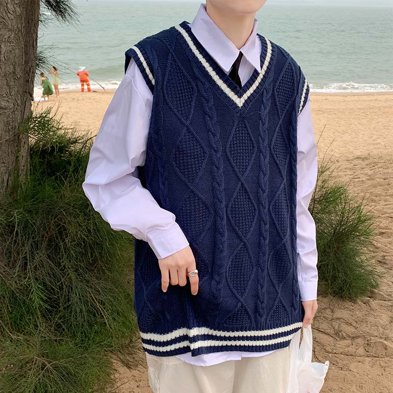 Áo len gile nam nữ cổ V, áo gile len nam nữ unisex form rộng thời trang ulzzang phong cách hàn quốc 3517