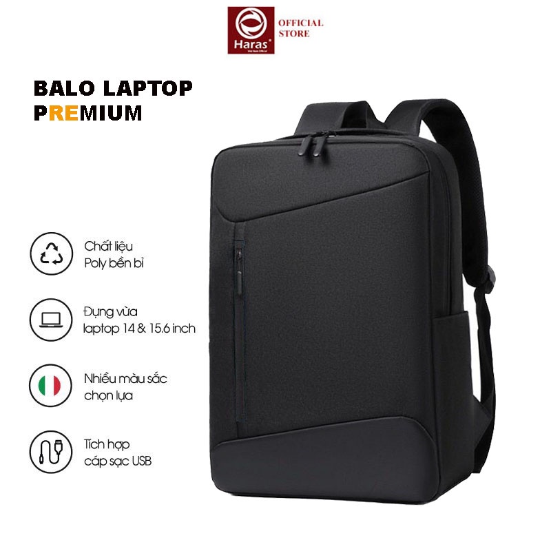 Balo laptop thời trang cao cấp thời trang tích hợp cáp sạc HARAS HR317