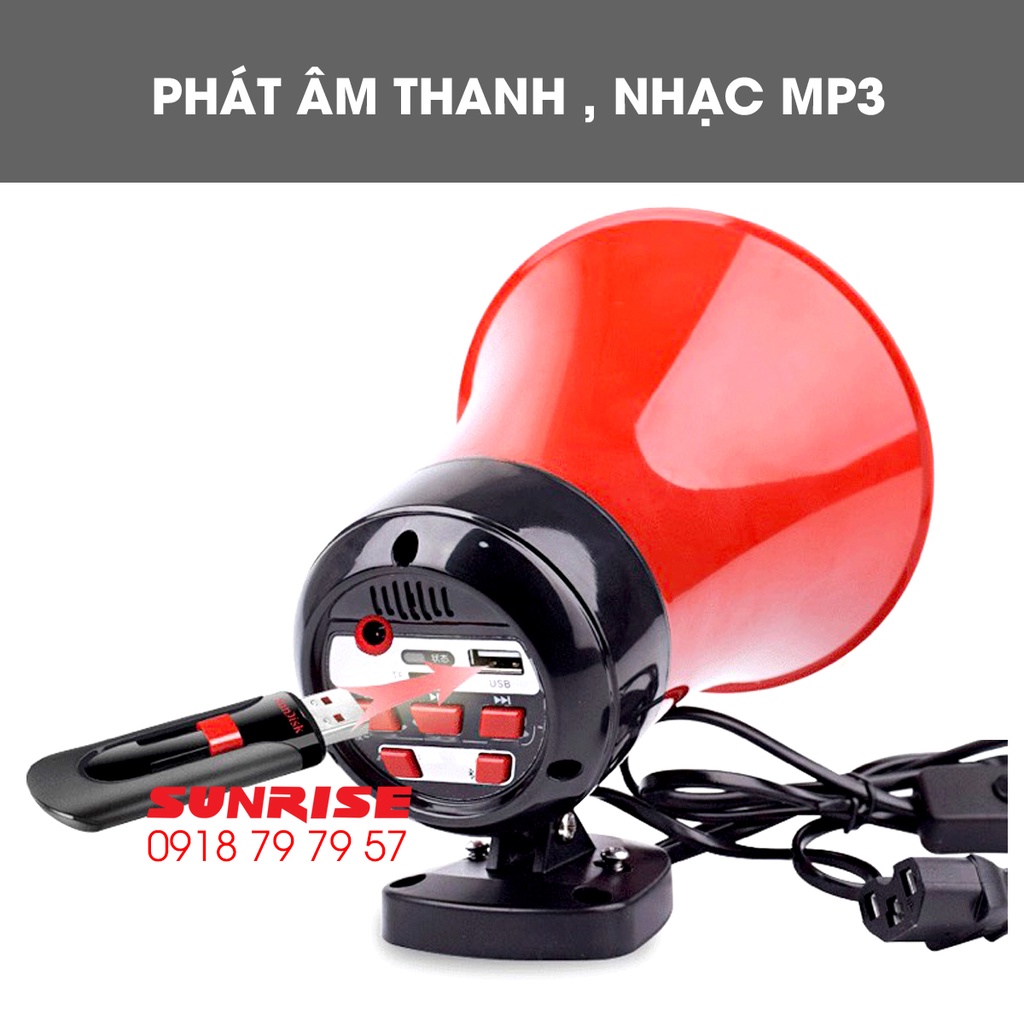 Loa rao hàng phóng thanh công suất lớn 50W chính hãng Sunrise SH-196L MP3 Loa phóng thanh  ghi âm hoạt náo viên