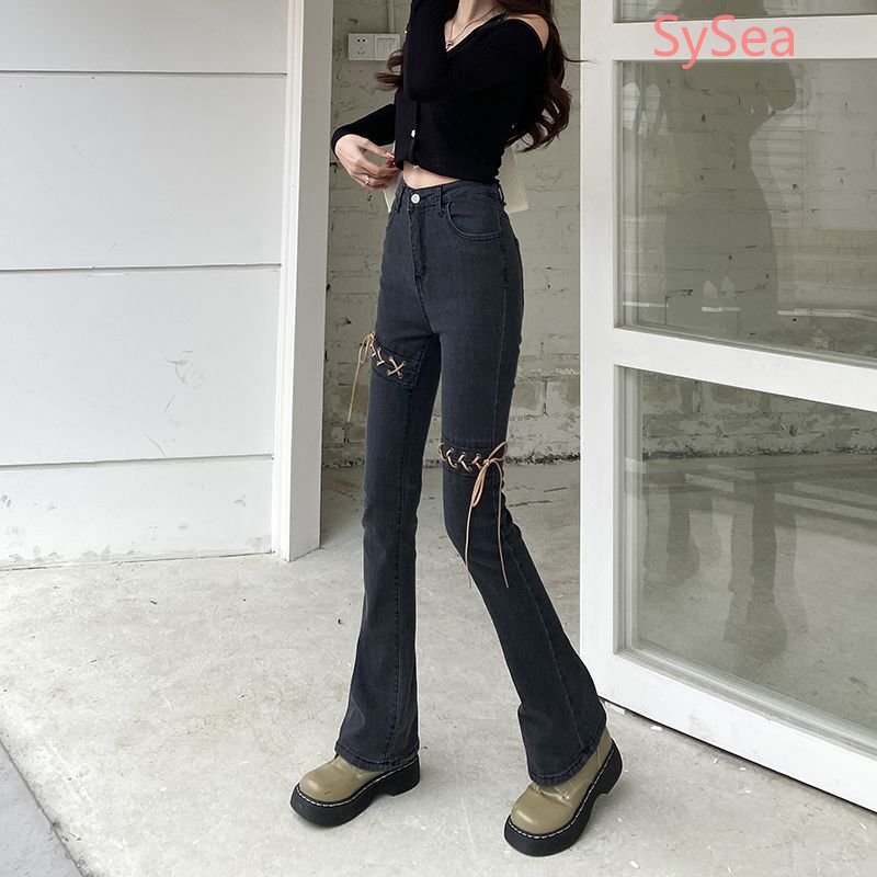 Quần Jeans Rút Dây Phong Cách Retro Quyến Rũ Cho Nữ