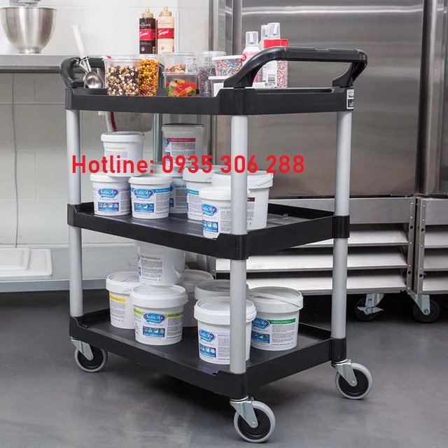 XE ĐẨY PHỤC VỤ THỨC ĂN 3 TẦNG BẰNG NHỰA
