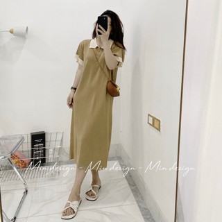 Váy len dáng suông trơn cổ bẻ