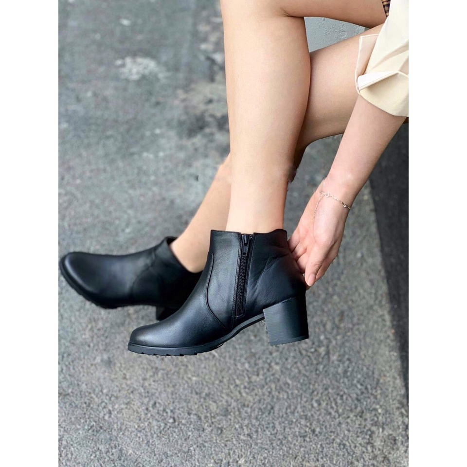 Giầy Bốt Nữ Da Thật Cao 5cm VNXK