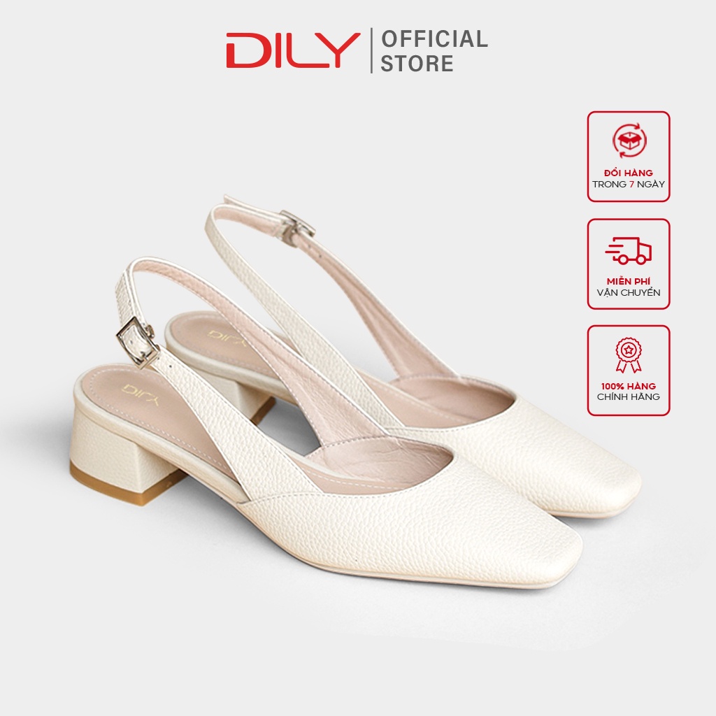 Giày cao gót nữ DILY quai hậu mũi vuông gót vuông thời trang cao 5cm_AA0349