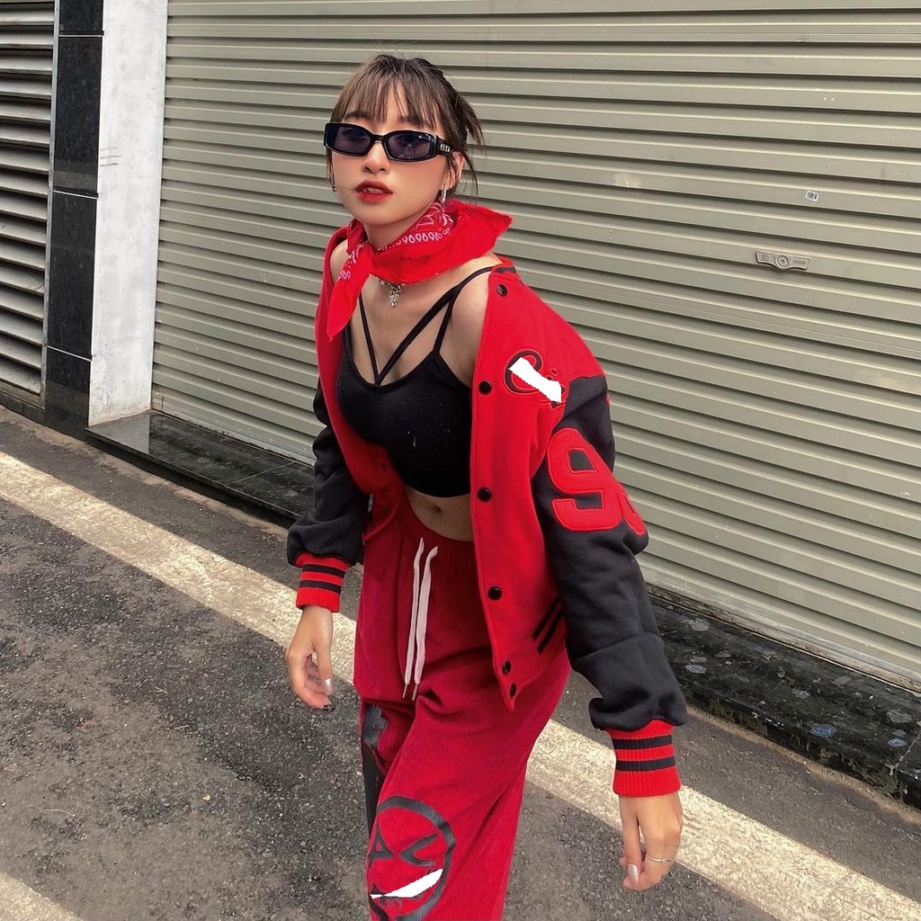 Áo Khoác Varsity Embroidered Varsity Jacket - Red nam nữ chất Nỉ KunS4