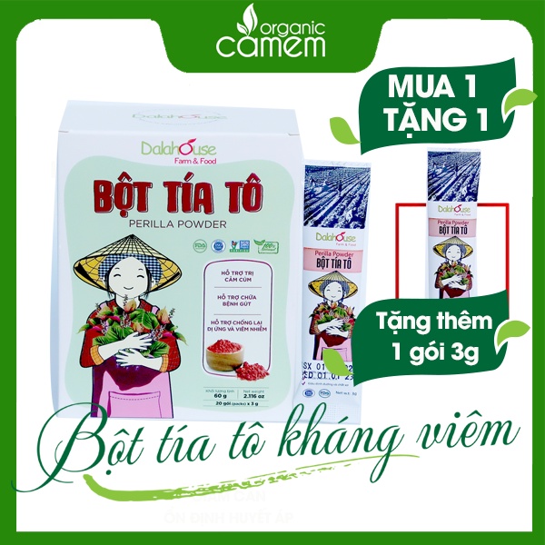 Bột tía tô hữu cơ nguyên chất sấy lạnh dalahouse - 20 gói x 3gram