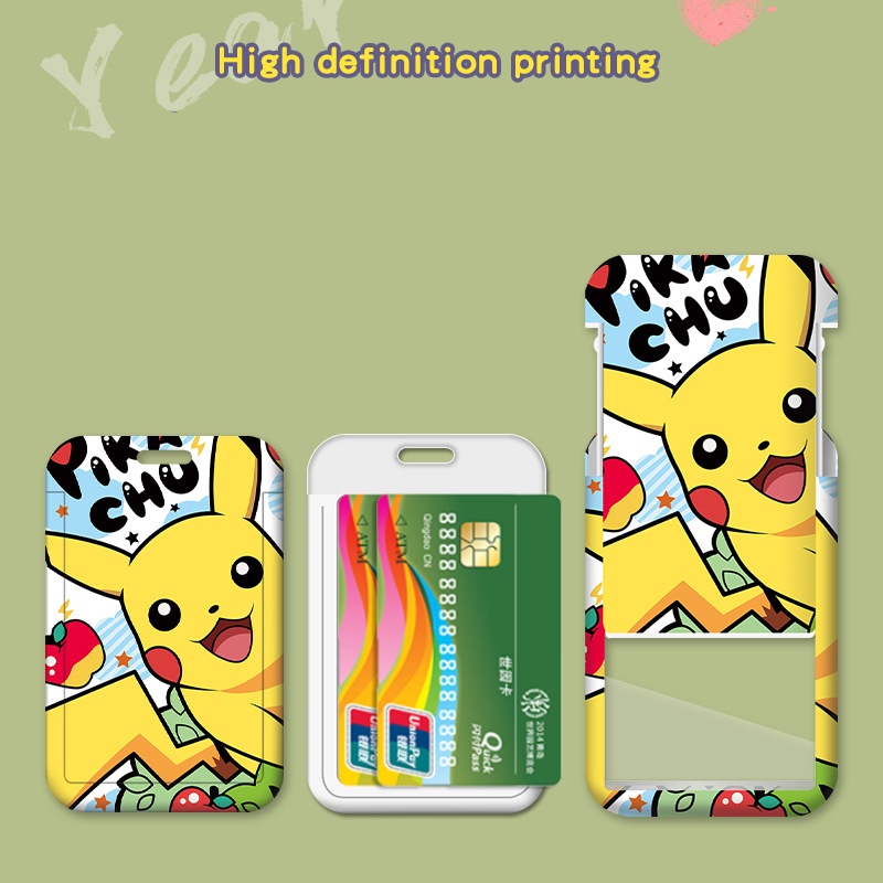 Dây đeo thẻ tên / Túi Đựng Thẻ Ngân Hàng / Thẻ ID / Thẻ Ngân Hàng Hình Pikachu Hoạt Hình Cho Học Sinh