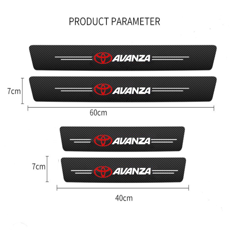 Miếng Dán Cửa Xe Hơi Bằng Da Sợi Carbon Chống Trầy Cho Toyota Vios Yaris Rush Veloz Fortuner Innova Raize Corolla Calya Avanza GR Sport