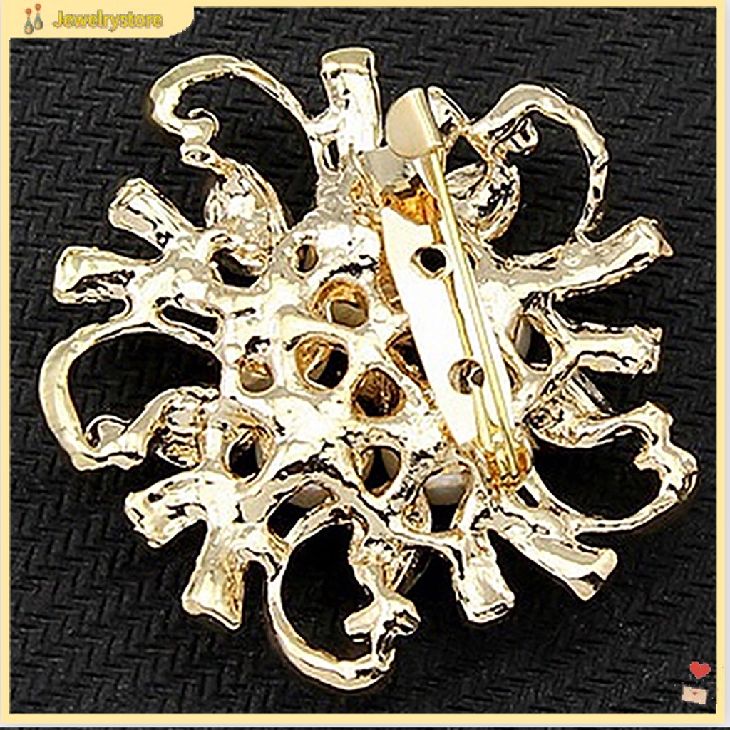 Trâm cài áo hình bông hoa đính đá và ngọc cho nữ