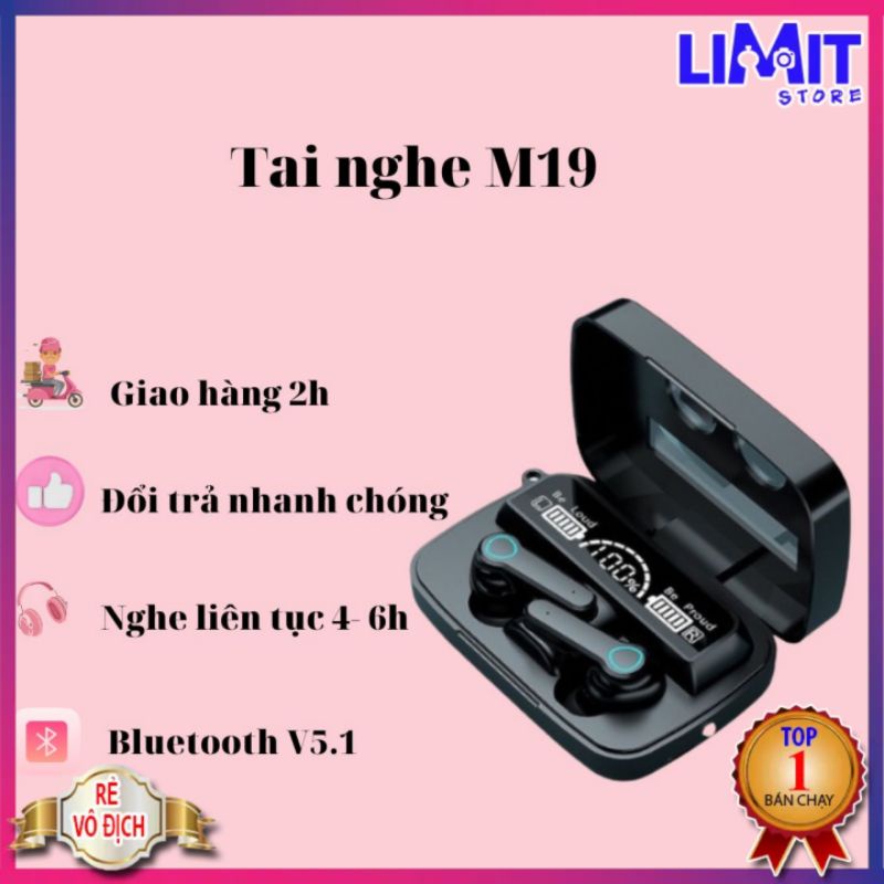Tai nghe Bluetooth M19. Cảm ứng siêu nhạy, chống nước, pin trâu. Bảo hành 6 tháng.