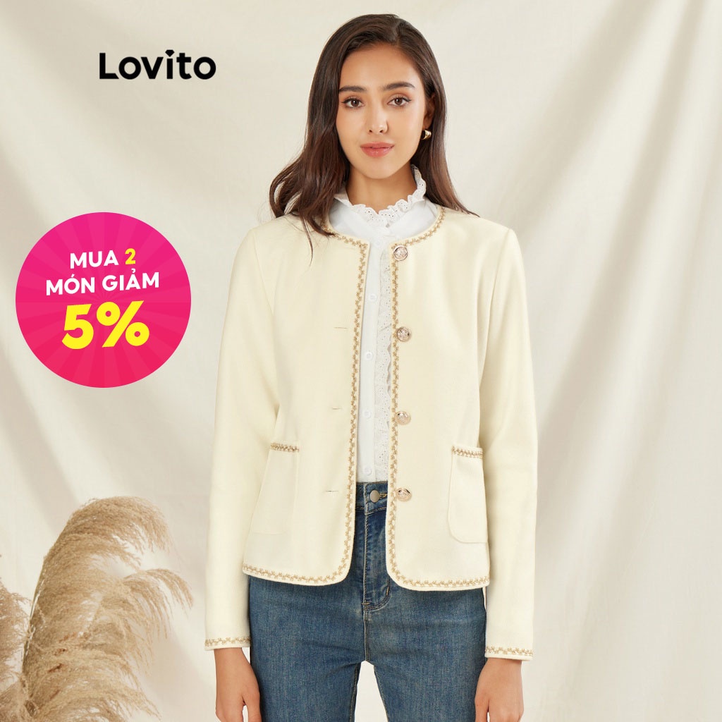 Áo Khoác Lovito Trơn Dài Tay Giản Dị L31AD010 (Màu Kem-Trắng)