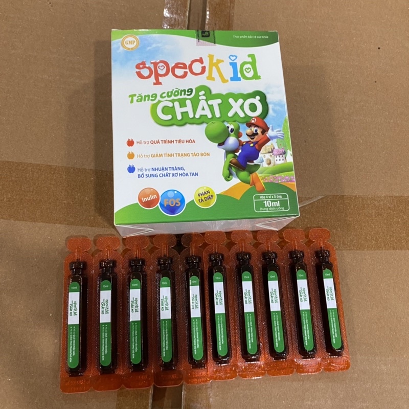 Hộp 20 ống siro chống táo bón cho trẻ từ 6 tháng SPECKID TĂNG CƯỜNG CHẤT XƠ hòa tan Inulin Phan tả diệp giúp nhuận tràng