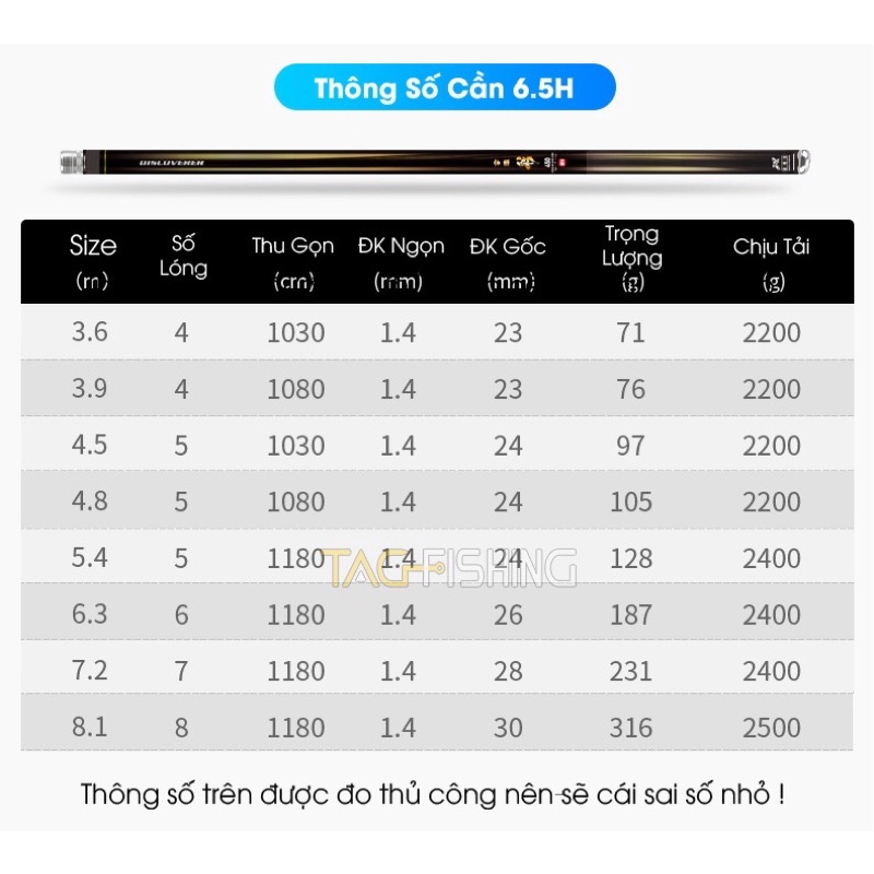 Cần câu tay Gama FX Chiến Công 4.5H(28i)-5.5H(28.19i)-6.5H(19i) bảo hành 2 lóng 1 năm và chương trình tặng áo