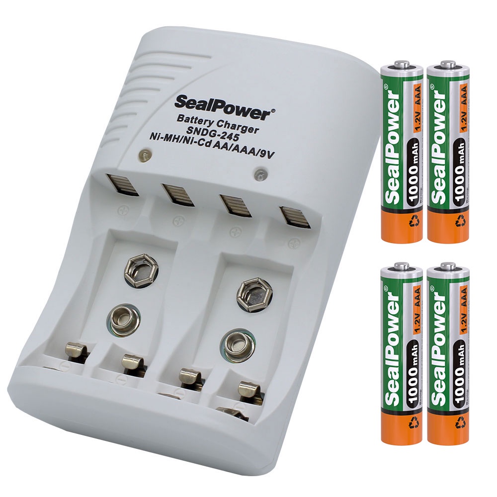 Máy sạc SealPower SNDG-245, kèm pin sạc AA 2000mAh /AAA 1000mAh/ 9V 240mAh,   chất lượng cao.