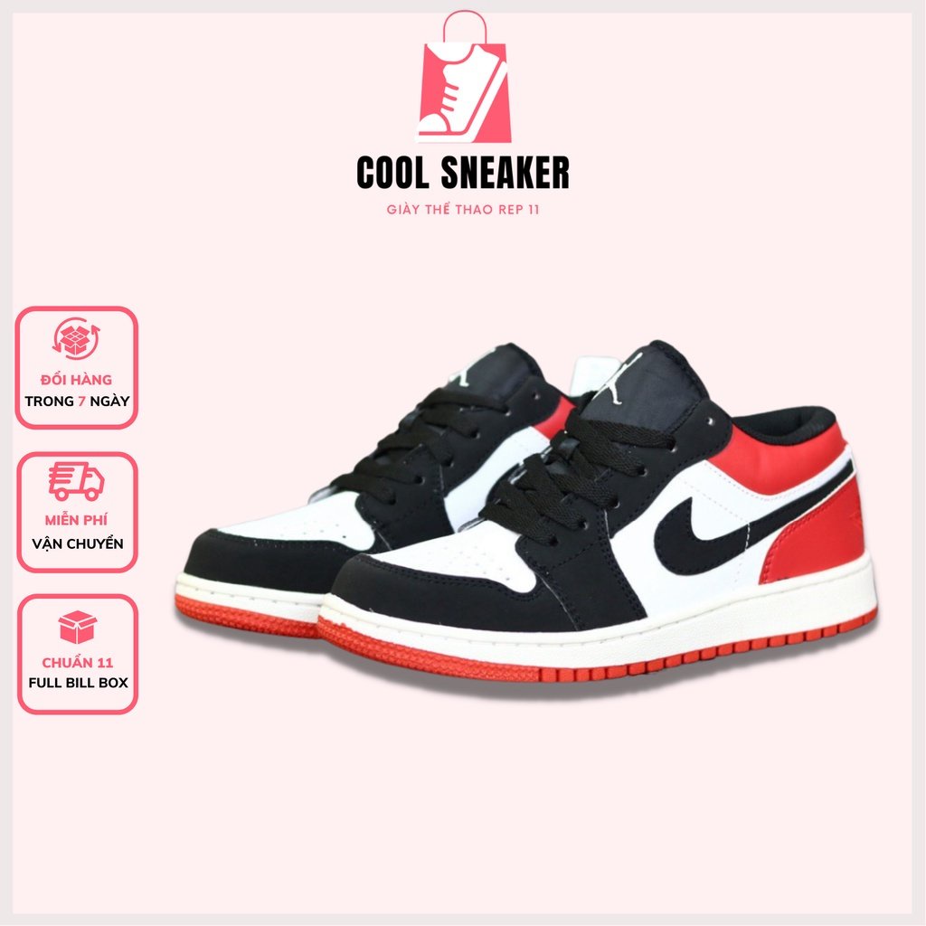 Giày Thể Thao Sneaker 𝗝𝗼𝗿𝗱𝗮𝗻 Tháp Cổ Đỏ Đen - Giày Jordan Cổ Thấp JD1 Low Nam Nữ Màu Đỏ Đen Full Box Bill