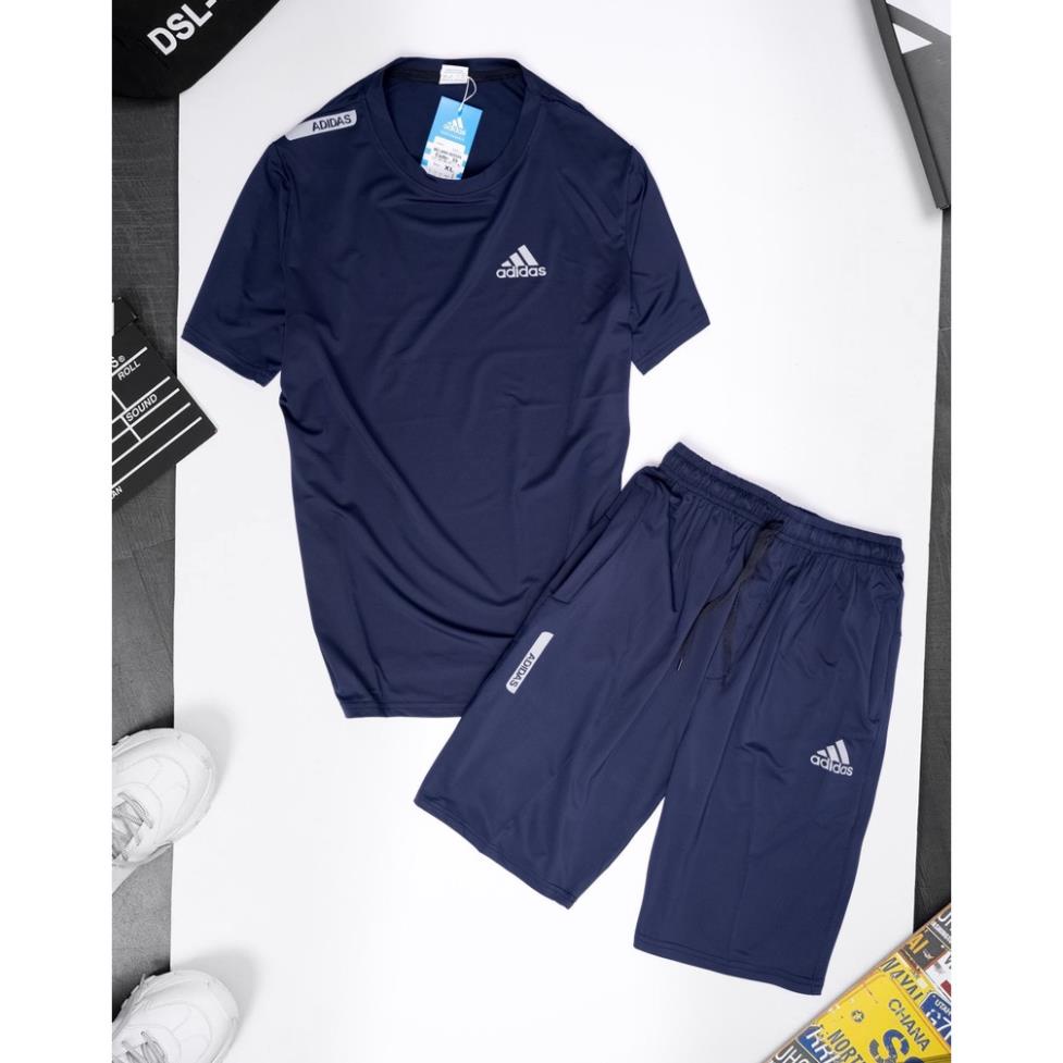 Bộ quần áo Thể Thao Nam Adidas Cộc tay Logo thêu chất liệu thun lạnh mềm mịn,co giãn 4 chiều,đồ bộ nam mùa hè ™️