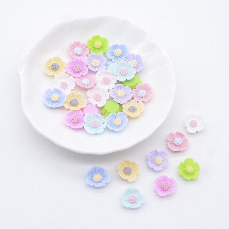 Set 50 Phụ Kiện Trang Trí Điện Thoại Hình Hoa 3D Mini 11mm Bằng Nhựa Resin DIY