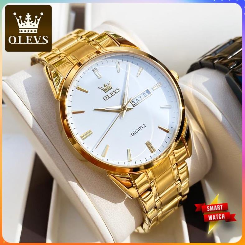 Đồng hồ quartz OLEVS 6898G dây thép không gỉ dạ quang chống nước chính hãng cho nam