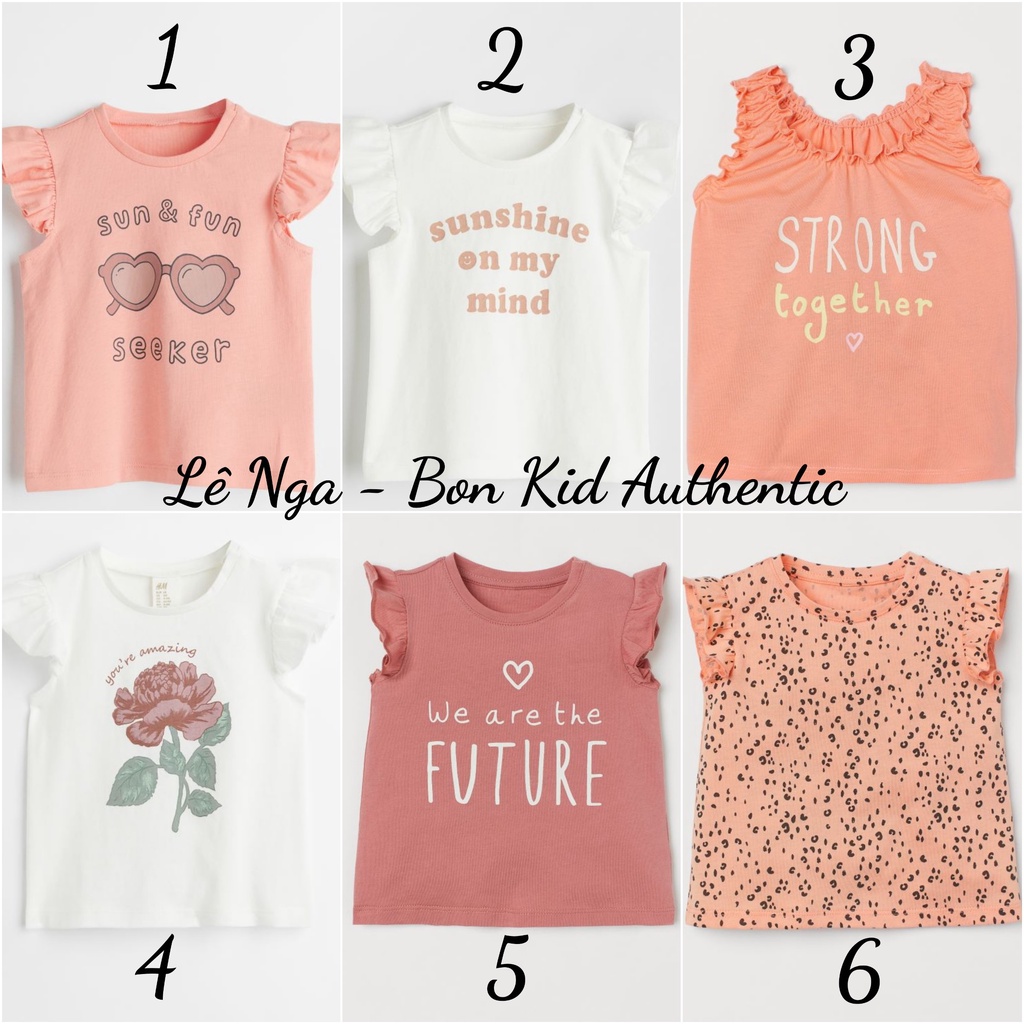 Áo phông baby girl HM US/UK chính hãng sz từ 4-6m đến 3-4y