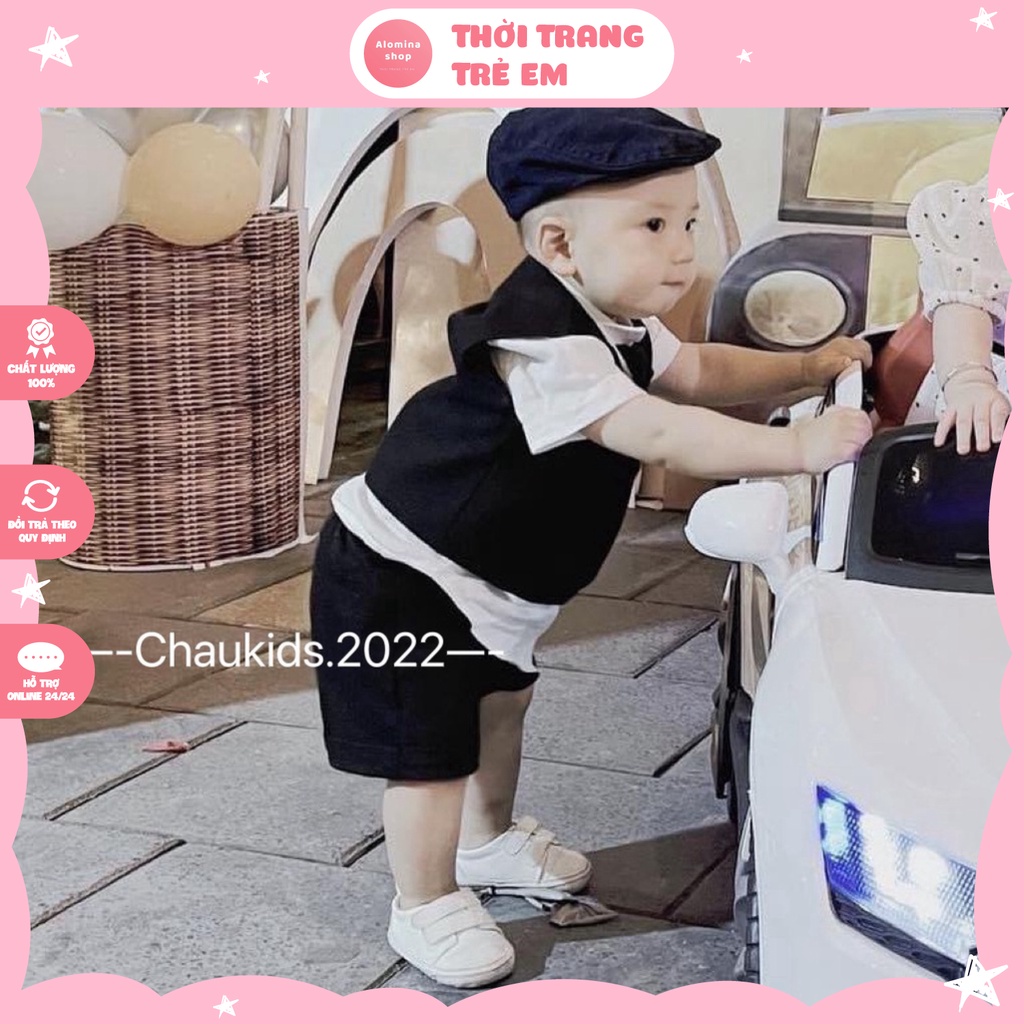 Set Bộ Áo Vết Cho Bé Trai Cao Cấp, Bộ 3 Chi Tiết Siêu Sang Chảnh Cho Trẻ, Size Từ 10-18kg