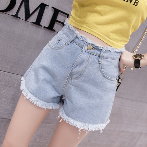 Denim shorts women summer high waist large size loose Korean slim Joker ladies new wide leg hot pants