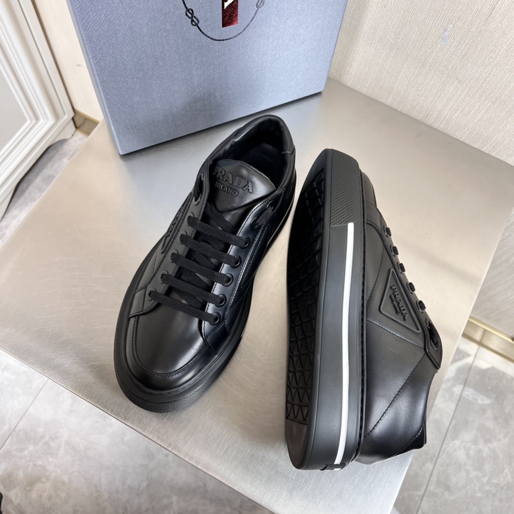 Giày thể thao nam da thật Prada kiểu dáng đơn giản, trẻ trung