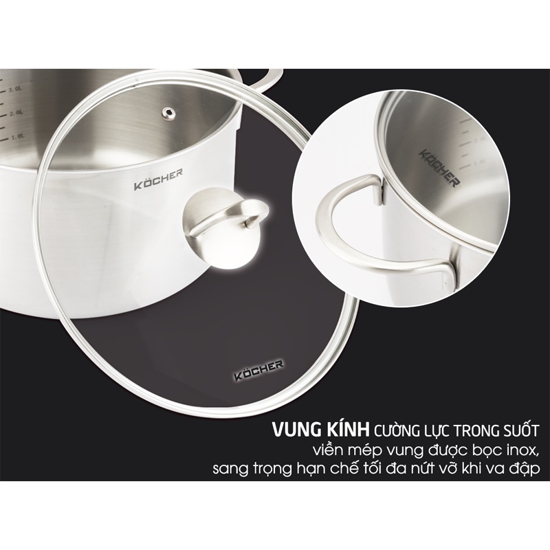 Bộ nồi từ 5 món Kocher Munich - Hàng mới 100% - Bảo hành 24 tháng