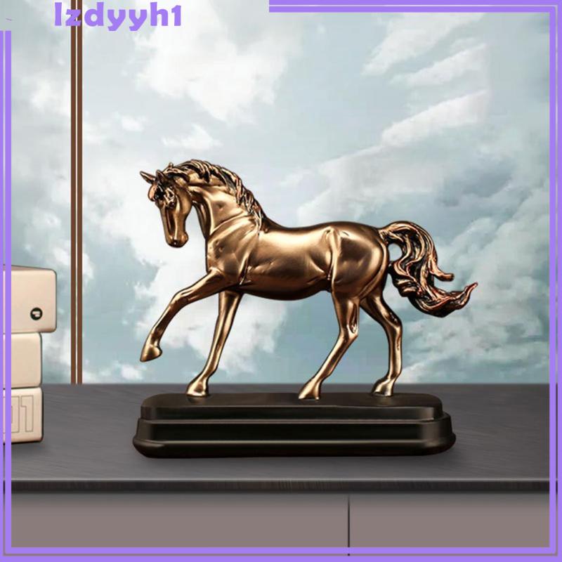 Tượng Ngựa Bằng Nhựa Resin Màu Đồng 9 "Để Bàn Trang Trí