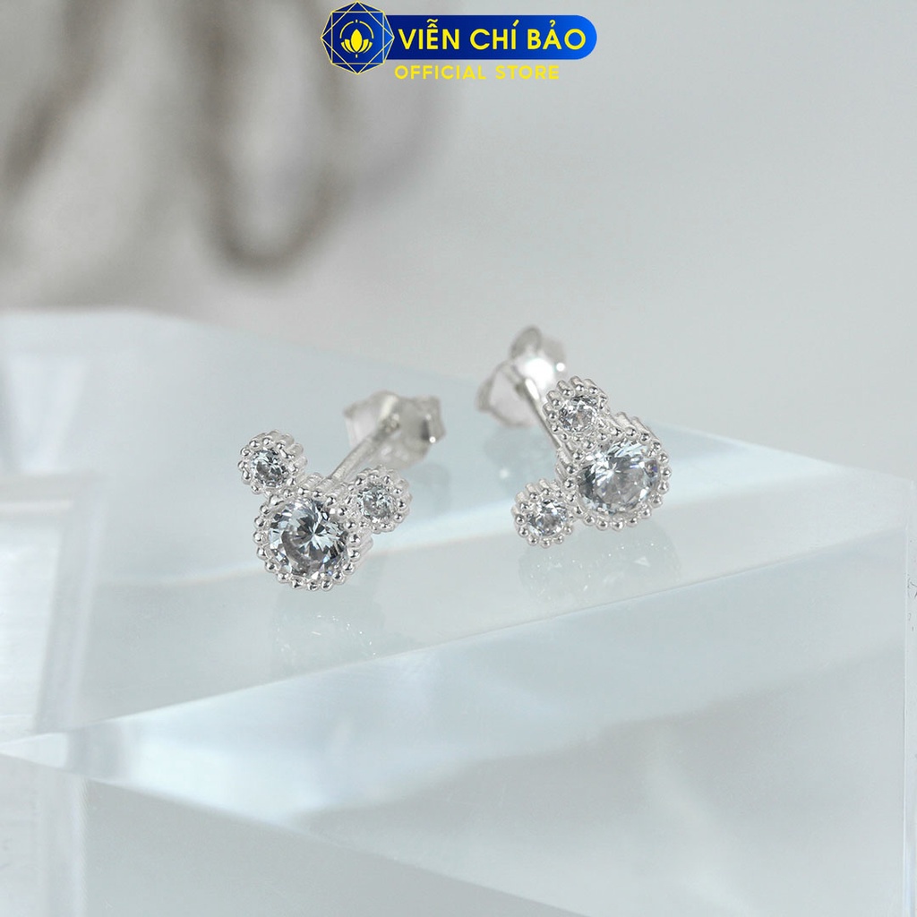 Bông tai chuột Mic.key đính đá chất liệu bạc 925 thời trang phụ kiện trang sức Viễn Chí Bảo B400215