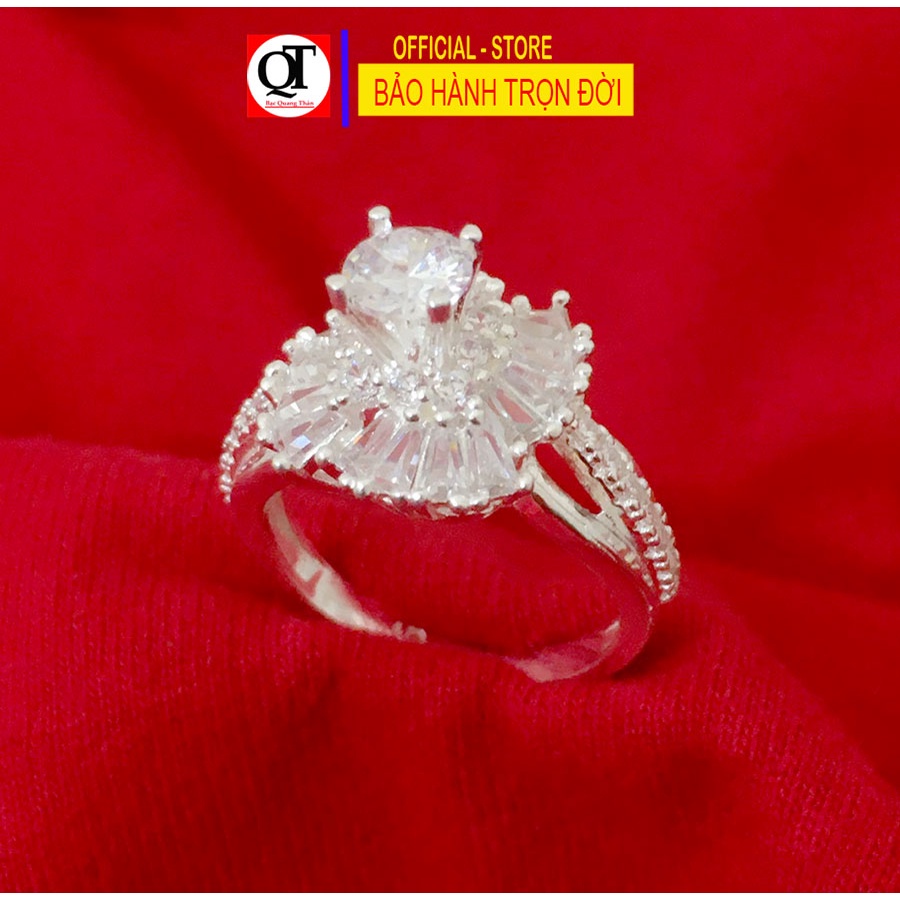 Nhẫn nữ thời trang chất liệu bạc ta gắn kim cương nhân tạo 6ly trang sức Bạc Quang Thản – QTNU.CN91