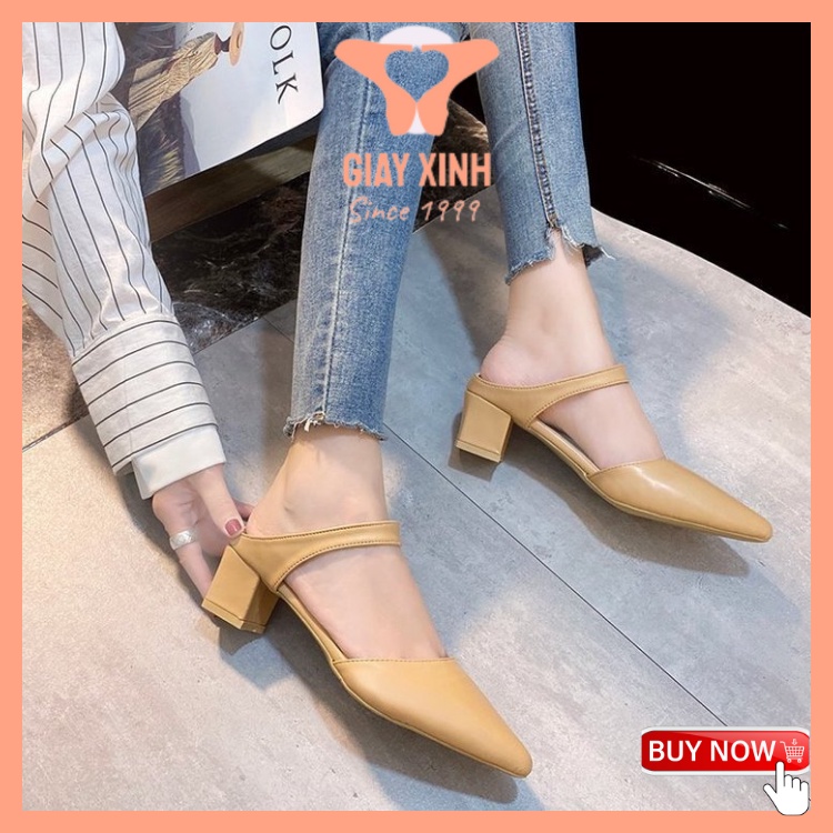 Giày Sandal Nữ ❤️FREESHIP❤️ Sục Nữ quai ngang mũi nhọn gót 4.5p Trẻ Trung,Sành Điệu Y612