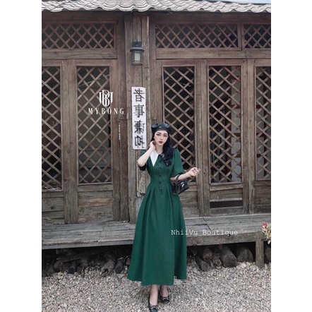 (FreeShip 2022) Đầm nữ dáng xòe,đầm cổ phối màu thiết kế ôm eo tinh tế,tone màu hottren ton da