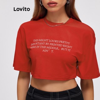 Lovito Áo Thun Crop Top L20E015 (Đỏ)