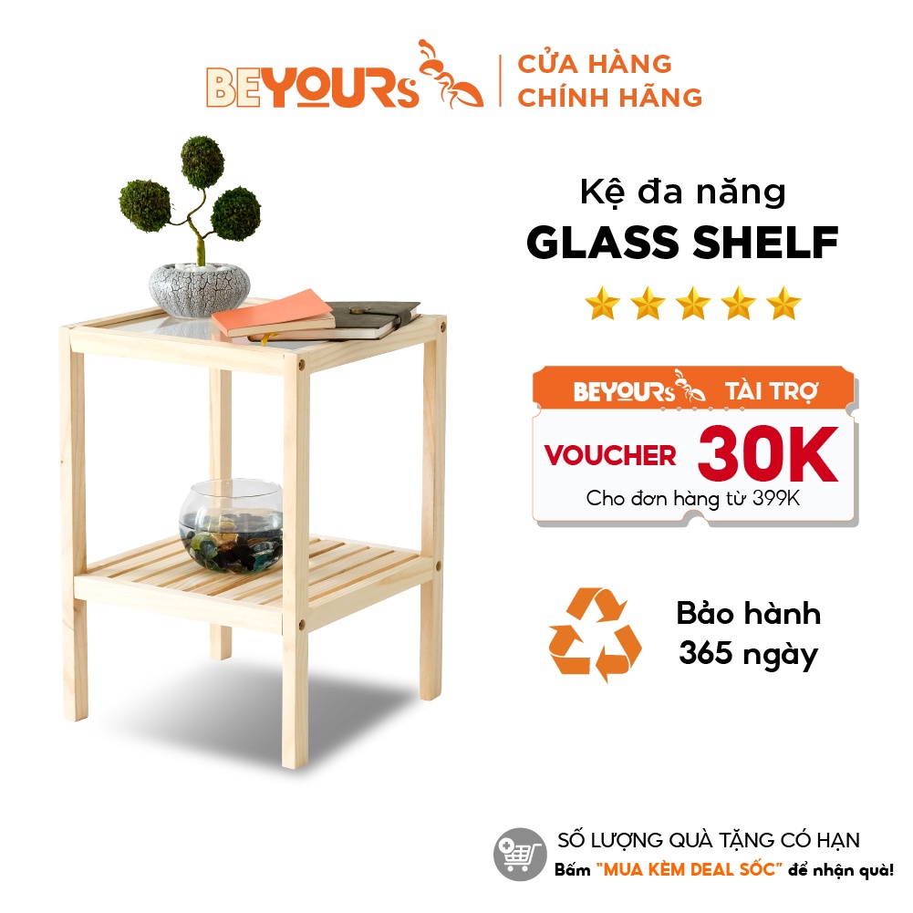 Tủ Kệ Đầu Giường Gỗ BEYOURs Đa Năng GlassShelf Nội Thất Lắp Ráp Phòng Ngủ