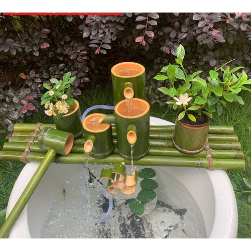 thác nước phong thủy bằng tre. không máy bơm và bánh xe gió | Shopee Việt  Nam