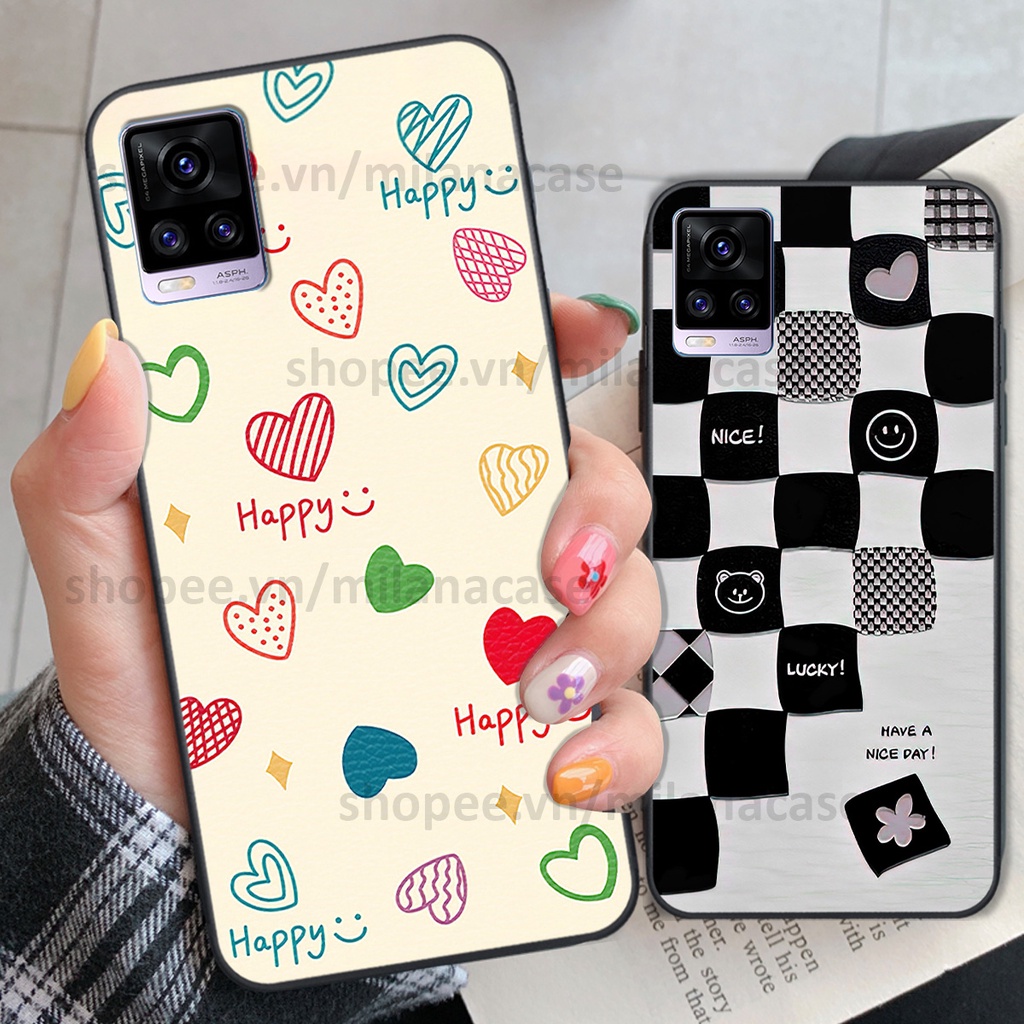 Ốp Vivo V20 in hình caro trái tim siêu đẹp, siêu nét đầy phong cách cá tính