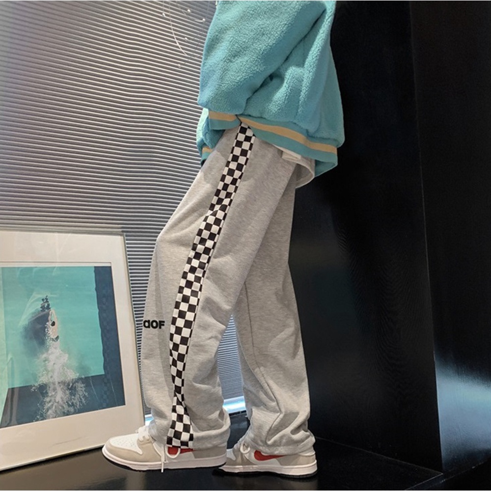 Quần culottes nam SOZO dáng suông rộng thể thao viền sọc caro - JOGGER NAM 002C