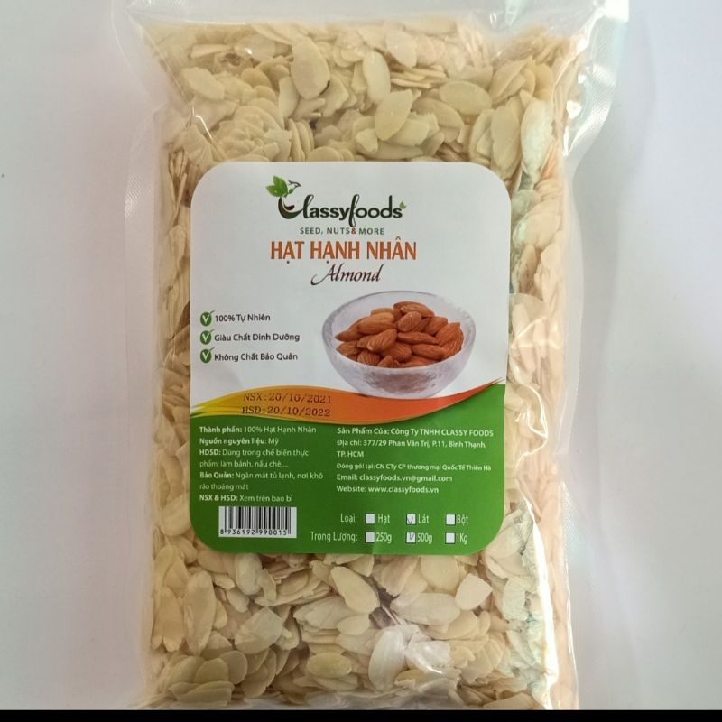 Hạnh nhân thái lát 500gr