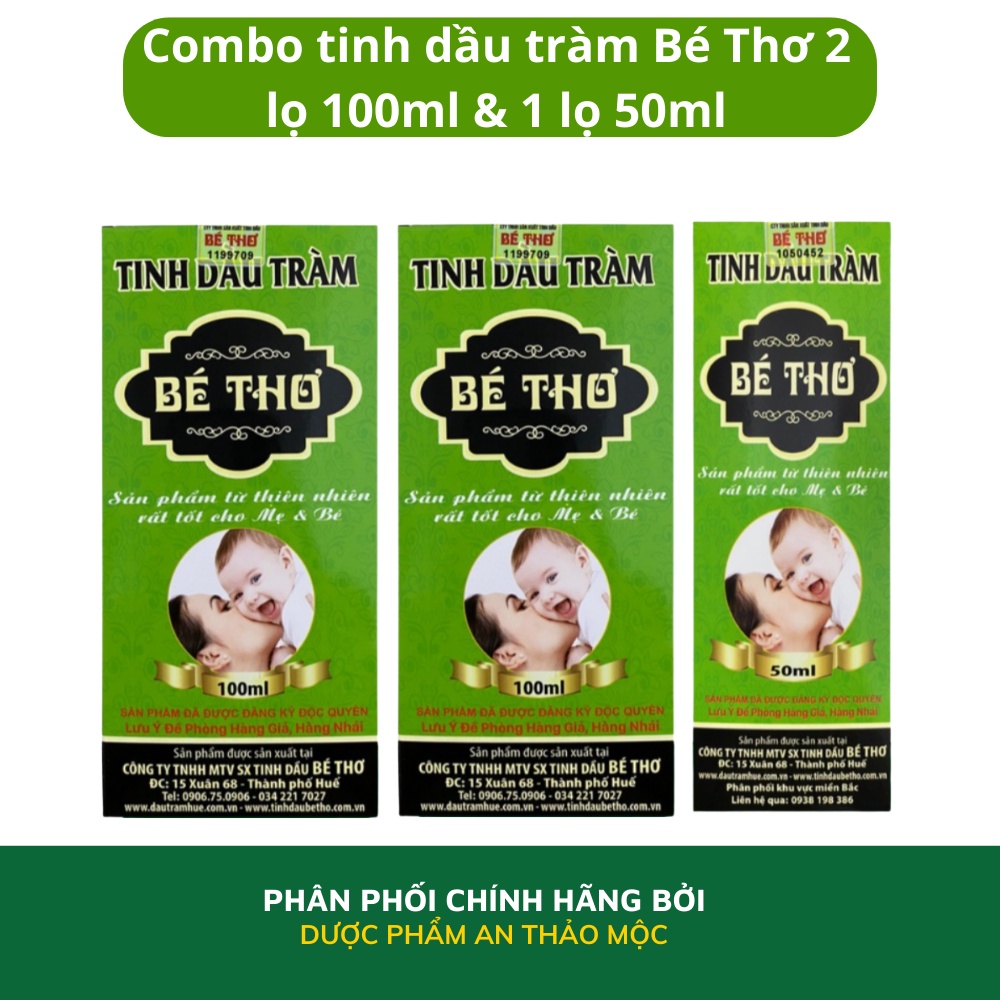 Combo tinh dầu tràm BÉ THƠ hỗ trợ chống gió sổ mũi cảm cúm xua đuổi côn trùng giảm đau xương khớp