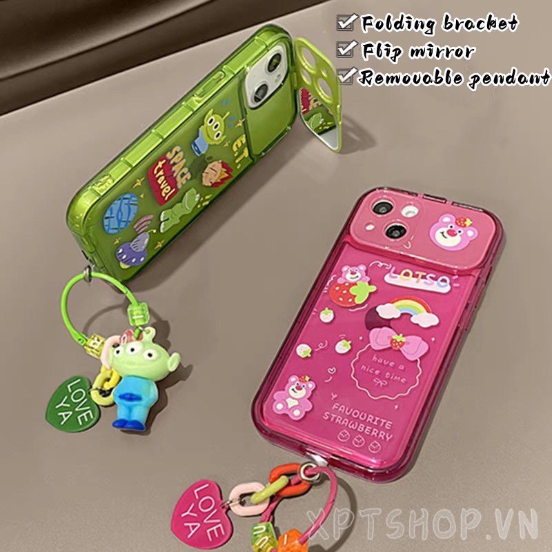 Ốp Điện Thoại Nắp Lật Mặt Gương In Hình Người Ngoài Hành Tinh Cho iPhone 14ProMax 14 Plus 13 12 11ProMax